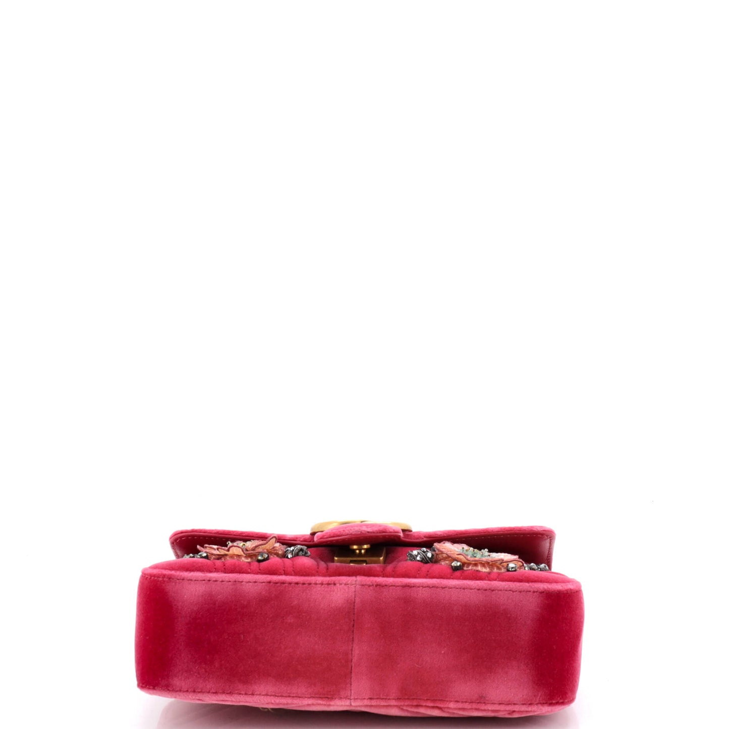 グッチ GGマーモント フラップバッグ 装飾マトラッセ ベルベット ミニ