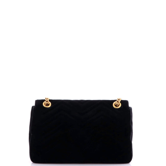 グッチ GGマーモント フラップバッグ エンブロイダリー マトラッセ ベルベット ミディアム