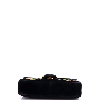 グッチ GGマーモント フラップバッグ エンブロイダリー マトラッセ ベルベット ミディアム