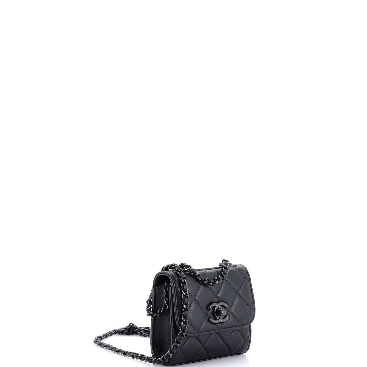 シャネル ソーブラック トレンディ CC クラッチ チェーン付き キルティング ラムスキン スモール