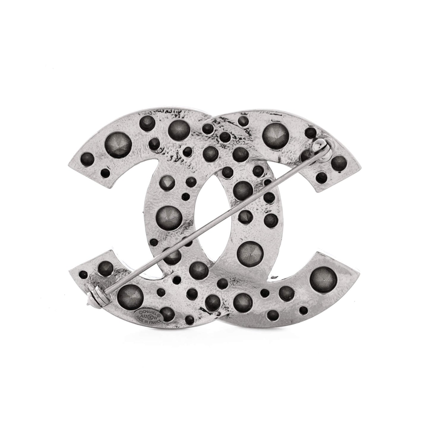 シャネル CC ブローチ メタルクリスタル付き