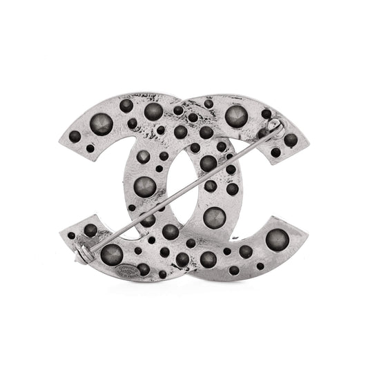 シャネル CC ブローチ メタルクリスタル付き