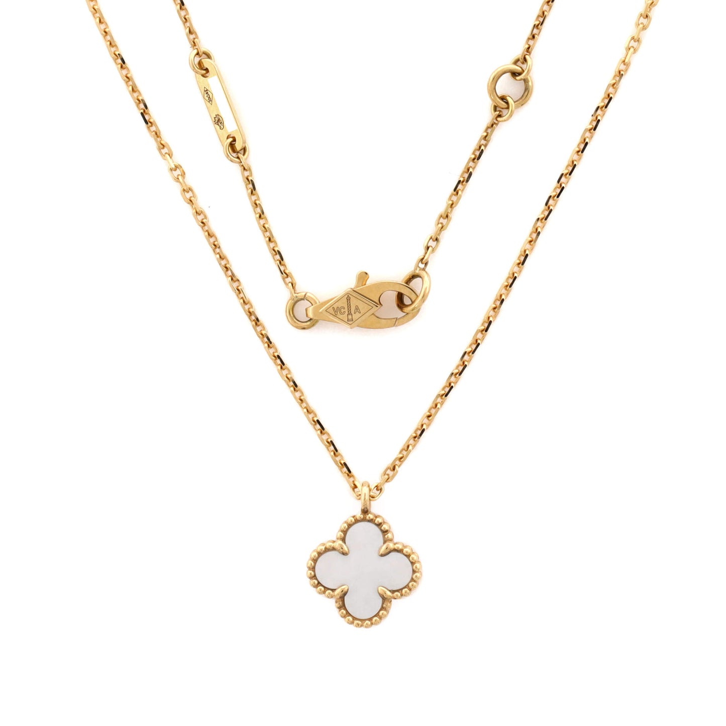 ヴァン クリーフ＆アーペル スウィート アルハンブラ ペンダントネックレス 18Kイエローゴールド＆マザーオブパール