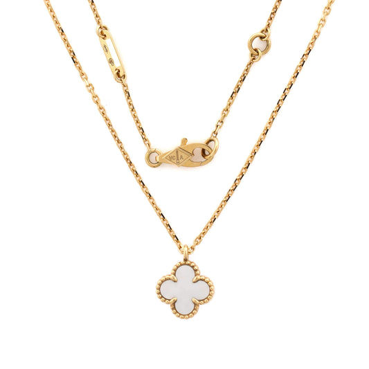 ヴァン クリーフ＆アーペル スウィート アルハンブラ ペンダントネックレス 18Kイエローゴールド＆マザーオブパール