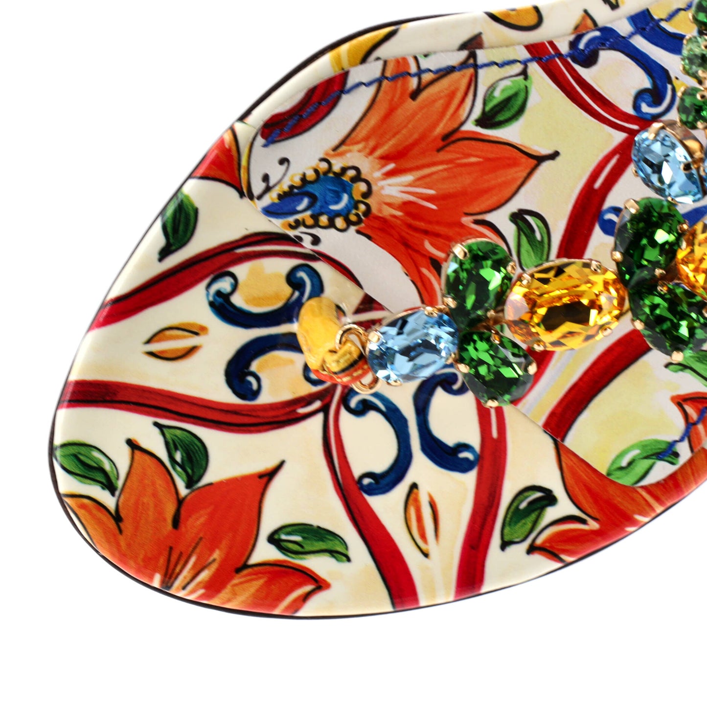 ドルチェ＆ガッバーナ レディース クリスタル トングサンダル プリントパテント