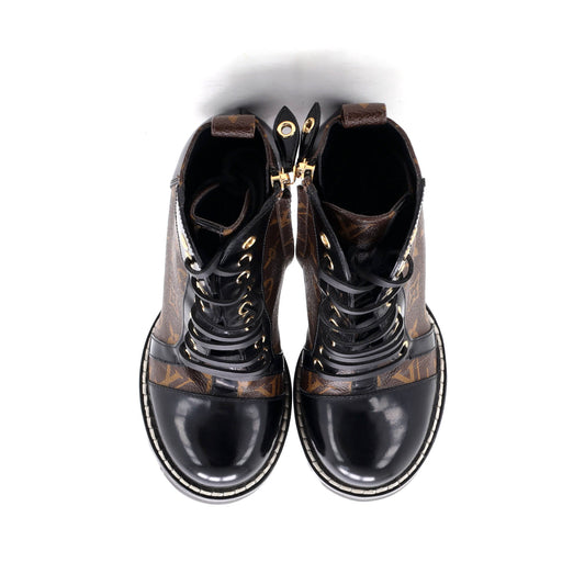 ルイ・ヴィトン レディース スタートレイル アンクルブーツ モノグラムキャンバス パテントレザー