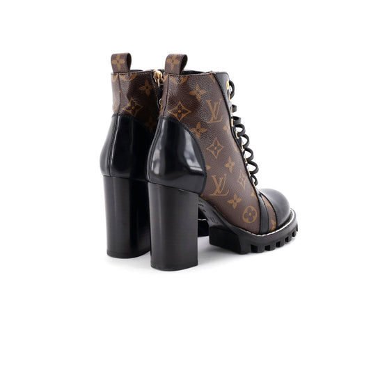 ルイ・ヴィトン レディース スタートレイル アンクルブーツ モノグラムキャンバス パテントレザー