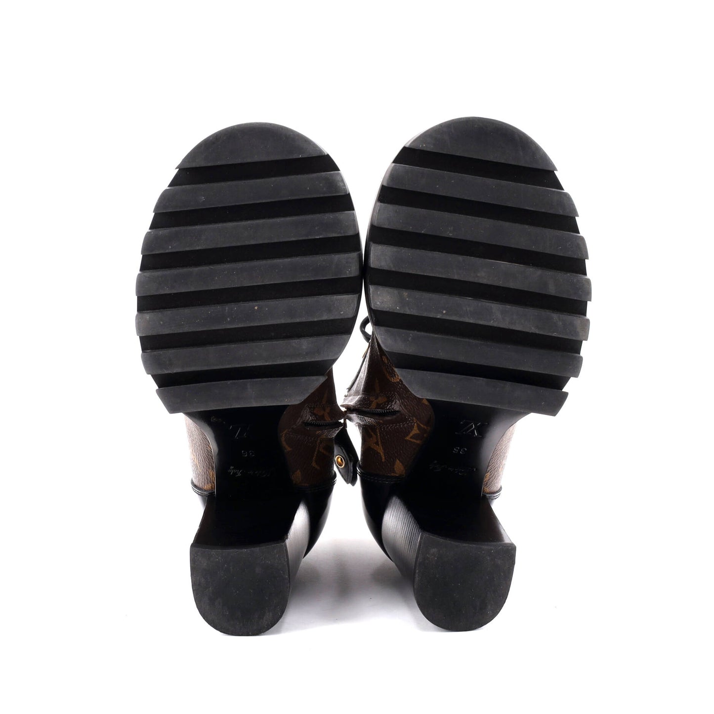 ルイ・ヴィトン レディース スタートレイル アンクルブーツ モノグラムキャンバス パテントレザー