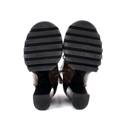 ルイ・ヴィトン レディース スタートレイル アンクルブーツ モノグラムキャンバス パテントレザー