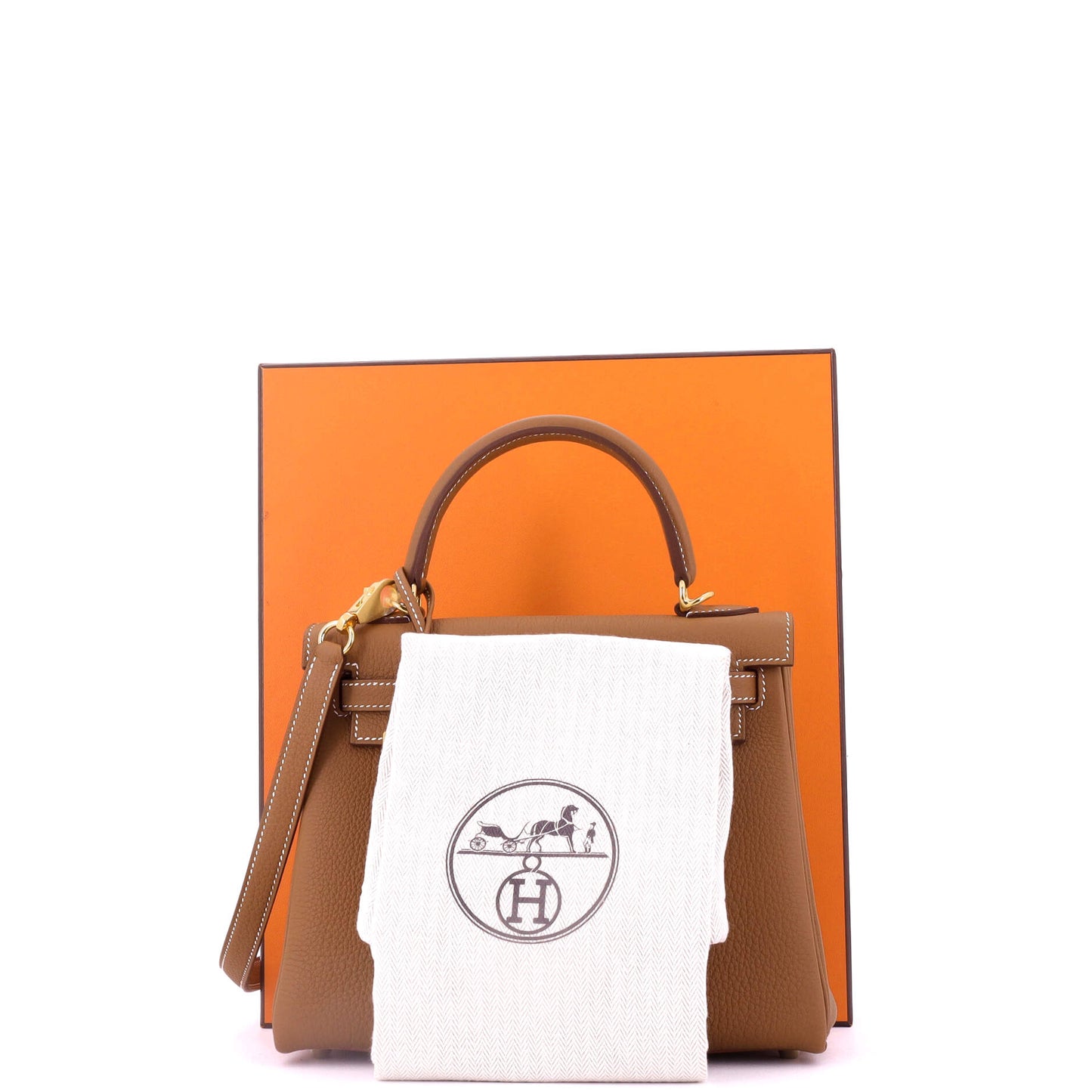 エルメス ケリー ハンドバッグ ブラウン トゴ ゴールド金具 25