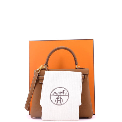 エルメス ケリー ハンドバッグ ブラウン トゴ ゴールド金具 25