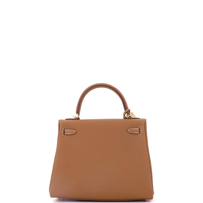 エルメス ケリー ハンドバッグ ブラウン トゴ ゴールド金具 25