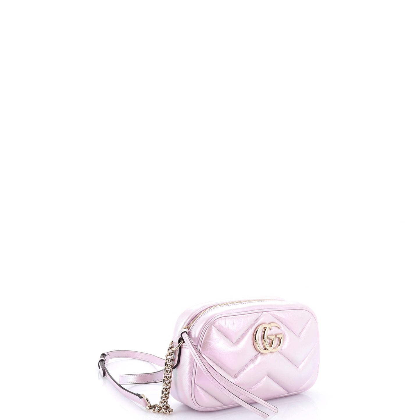 グッチ GGマーモント ショルダーバッグ シェブロン イリデッセント レザー スモール