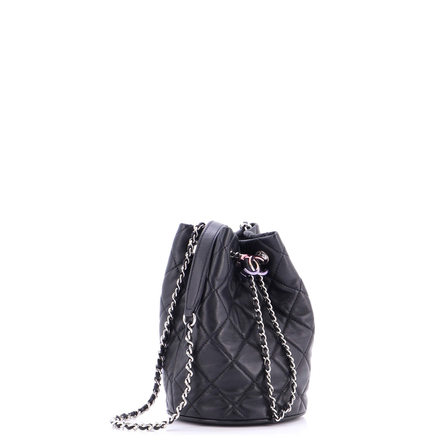 シャネル レインボー CC ドローストリング バケットバッグ キルティング ラムスキン ミニ