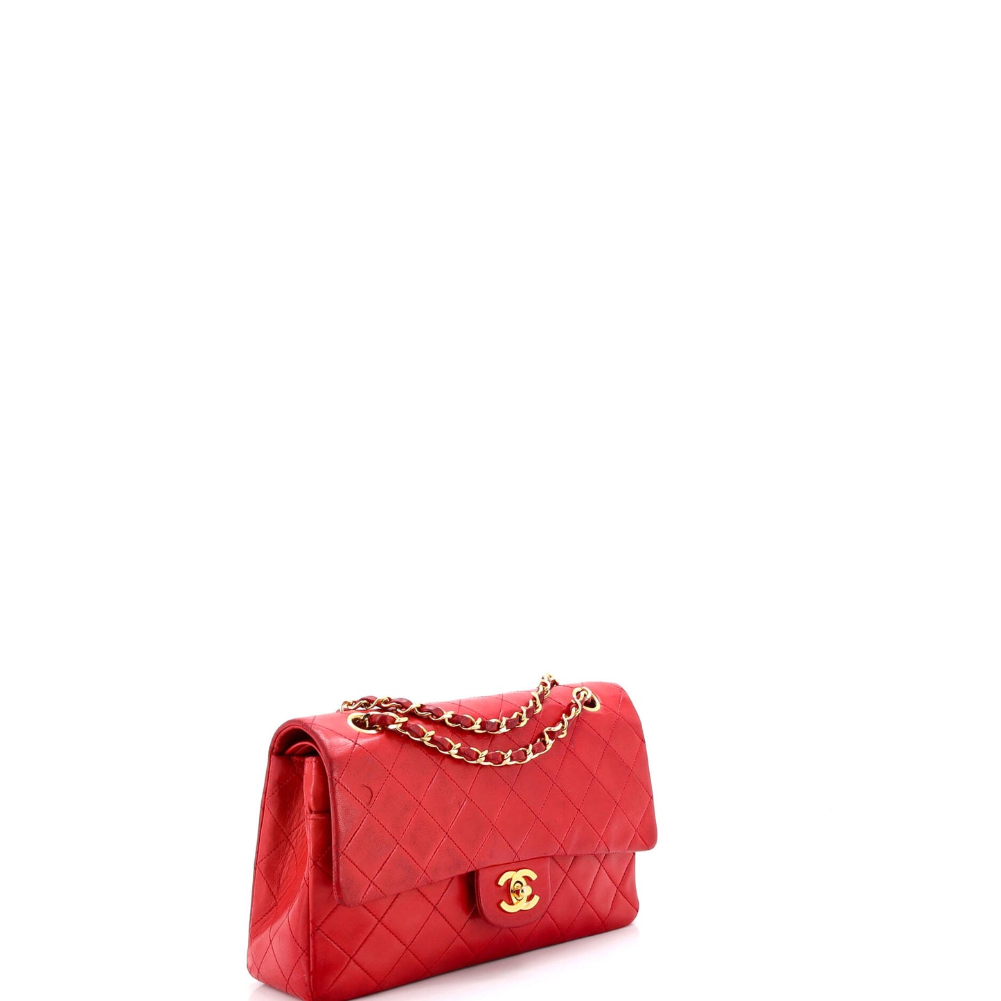 シャネル ヴィンテージ クラシック ダブルフラップバッグ キルティング ラムスキン ミディアム