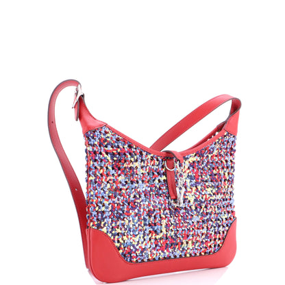 エルメス トリム デュオバッグ プリントシルク＆レザー 31