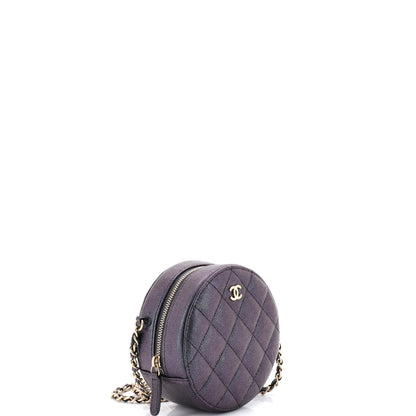 シャネル ラウンドクラッチ チェーン付き キルティング イリデッセント キャビア ミニ