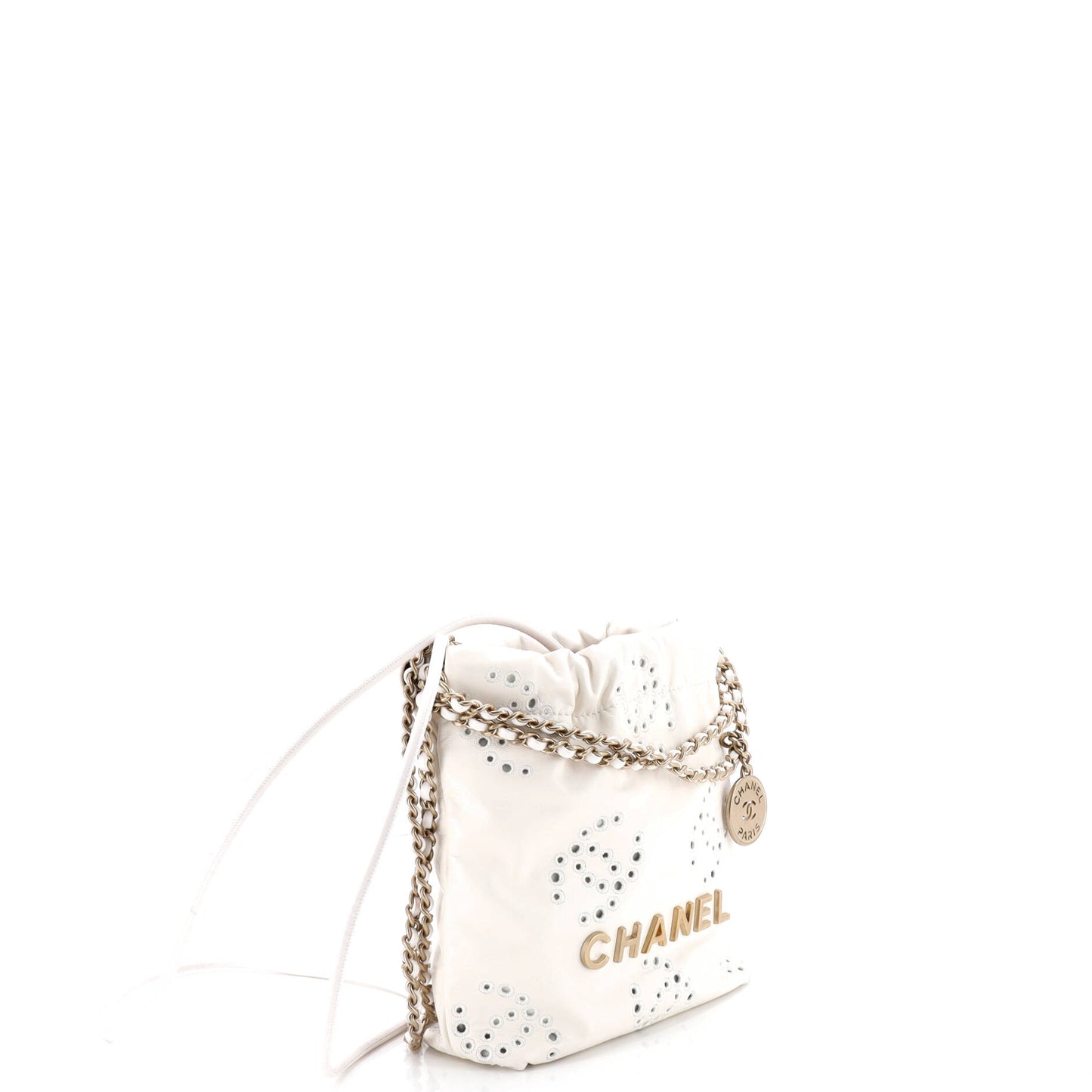 シャネル 22チェーン ホーボー CC アイレット エンブロイダリー カーフスキン ミニ