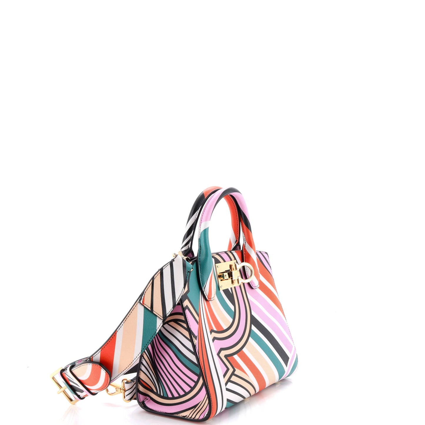 Salvatore Ferragamo Studio トップハンドル Box Bag Printed Leather Small