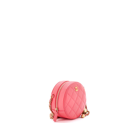 シャネル パール クラッシュ ラウンド クラッチ チェーン キルティング ラムスキン