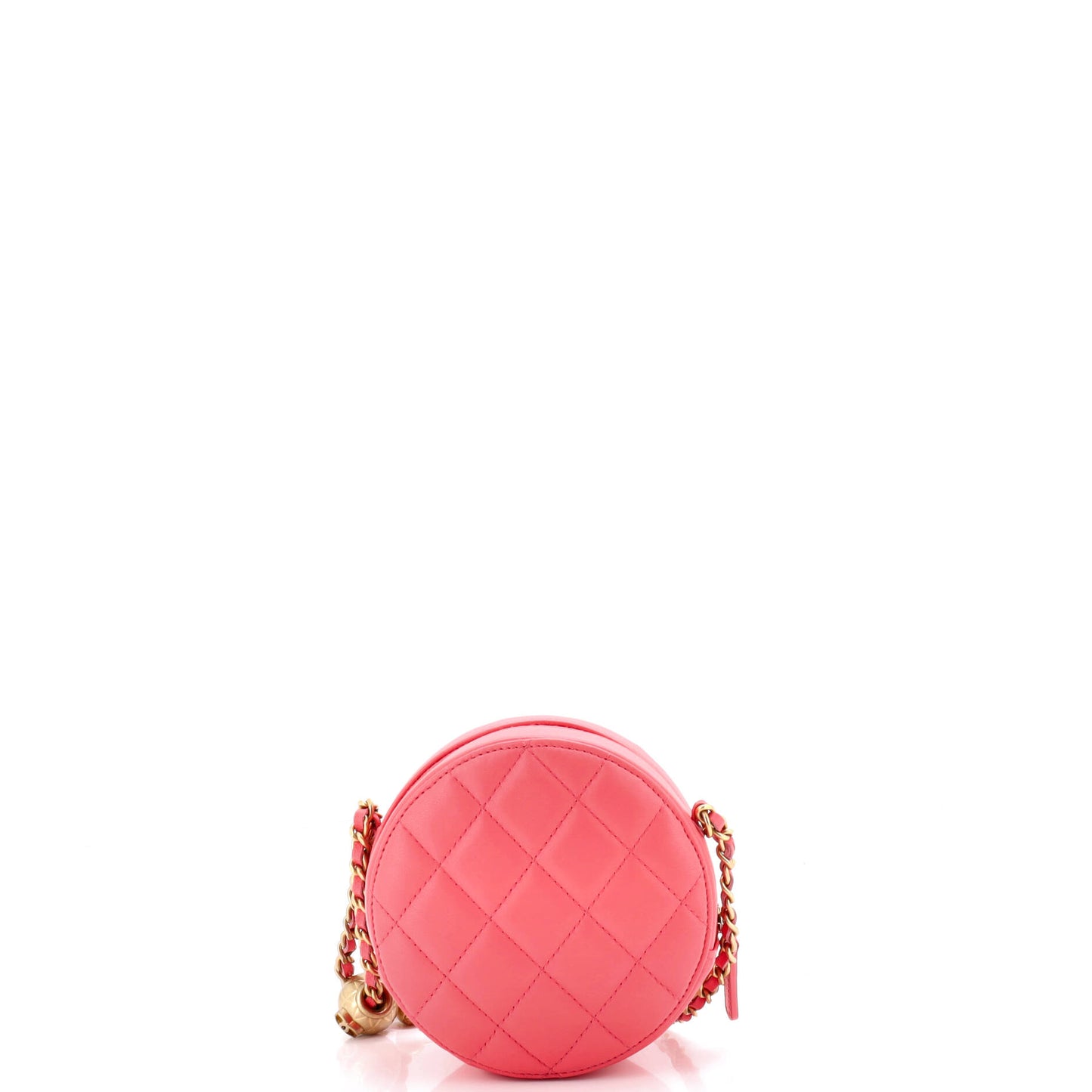 シャネル パール クラッシュ ラウンド クラッチ チェーン キルティング ラムスキン