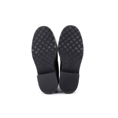 シャネル レディース CC キャップトゥ ショート コンバット ブーツ レザー フェイクパール