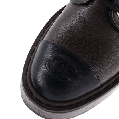 シャネル レディース CC キャップトゥ ショート コンバット ブーツ レザー フェイクパール