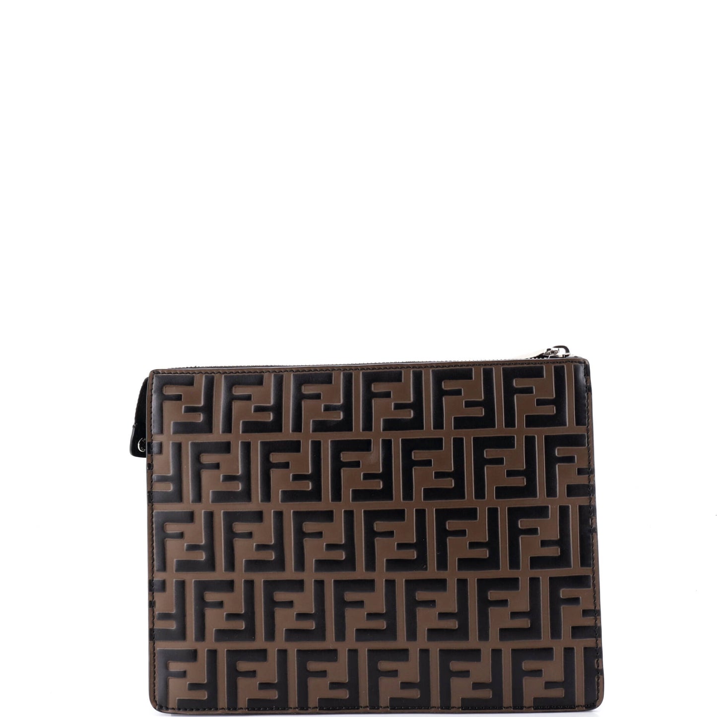 フェンディハンドル クラッチズッカ柄 エンボスレザー ミディアム