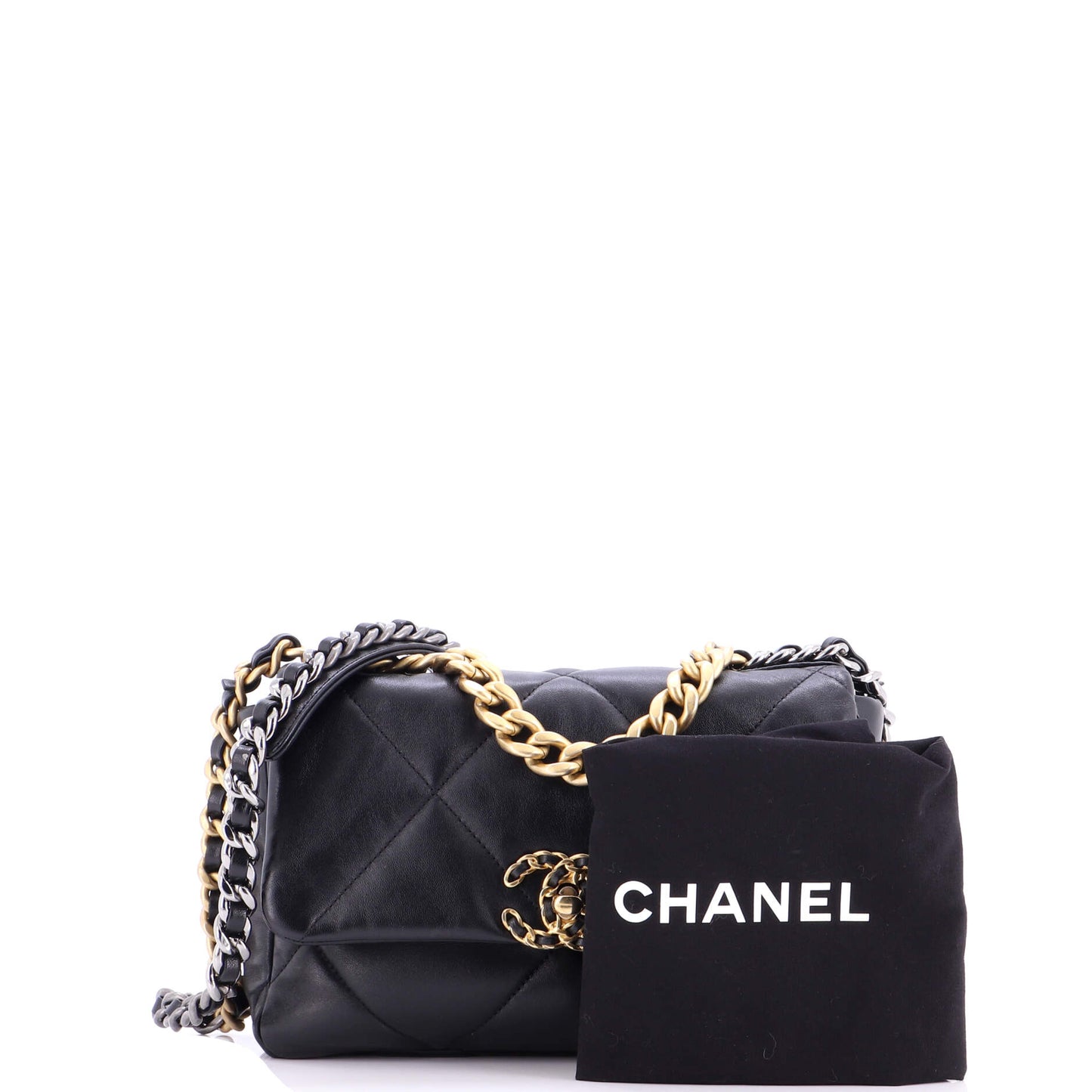 シャネル 19 フラップバッグ キルティングステッチ ラムスキン ミディアム