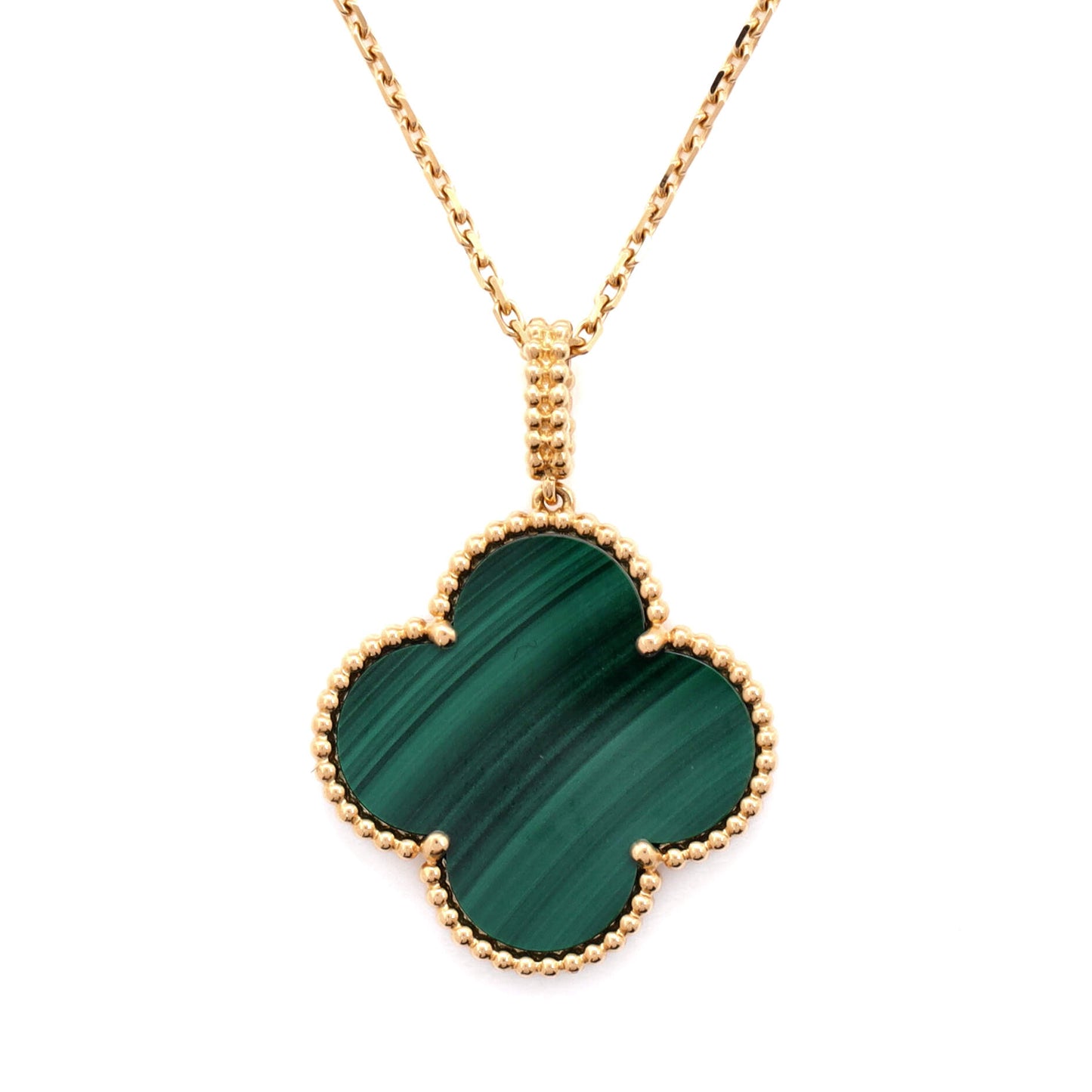 ヴァン クリーフ＆アーペル マジック アルハンブラ ペンダントネックレス 18Kイエローゴールド＆マラカイト