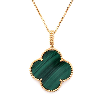 ヴァン クリーフ＆アーペル マジック アルハンブラ ペンダントネックレス 18Kイエローゴールド＆マラカイト