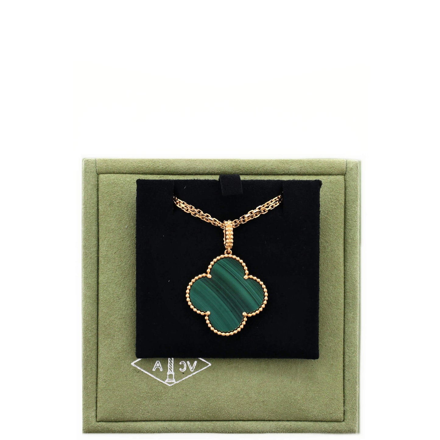 ヴァン クリーフ＆アーペル マジック アルハンブラ ペンダントネックレス 18Kイエローゴールド＆マラカイト