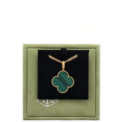 ヴァン クリーフ＆アーペル マジック アルハンブラ ペンダントネックレス 18Kイエローゴールド＆マラカイト