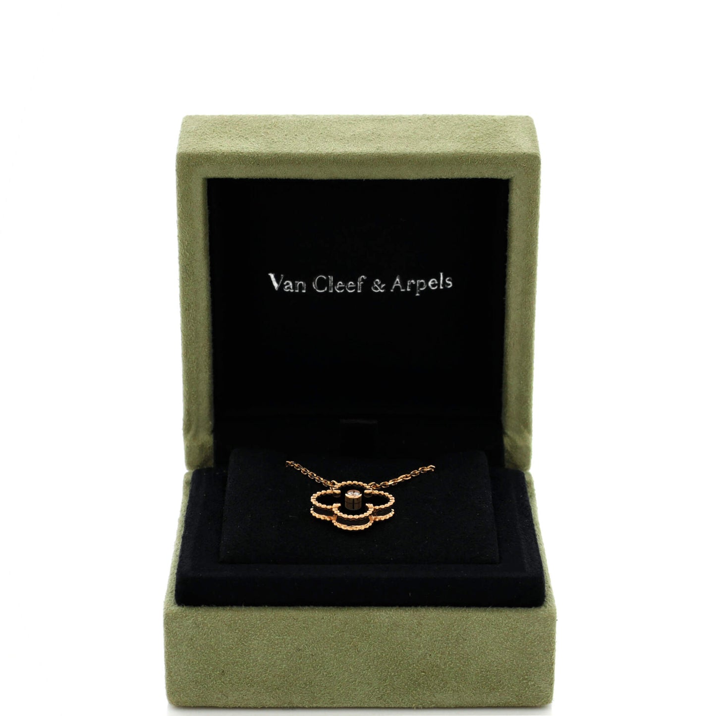 Van Cleef & Arpels Vintage Alhambra Pendant Necklace 18K ローズゴールド and Onyx with Diamond