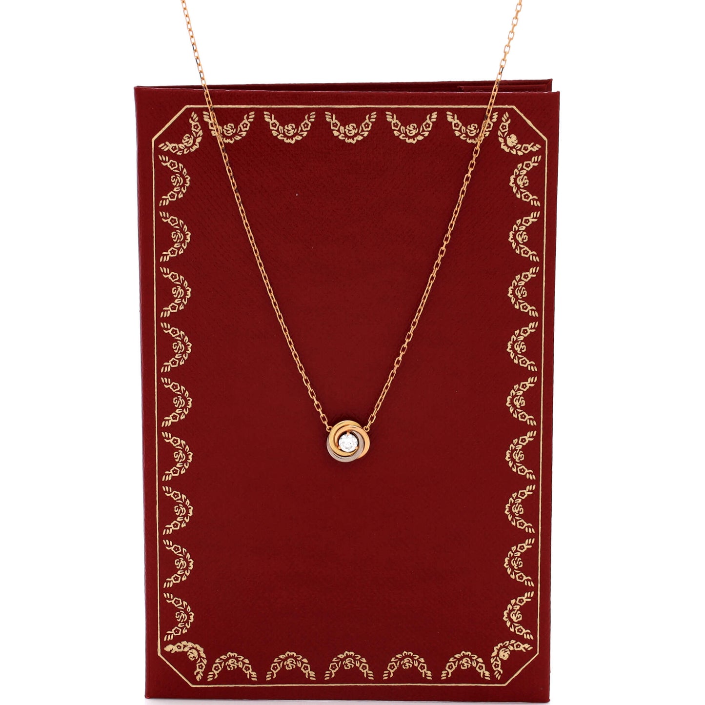 カルティエ トリニティ ダイヤモンド ペンダントネックレス 18K トリコロールゴールド＆ダイヤモンド