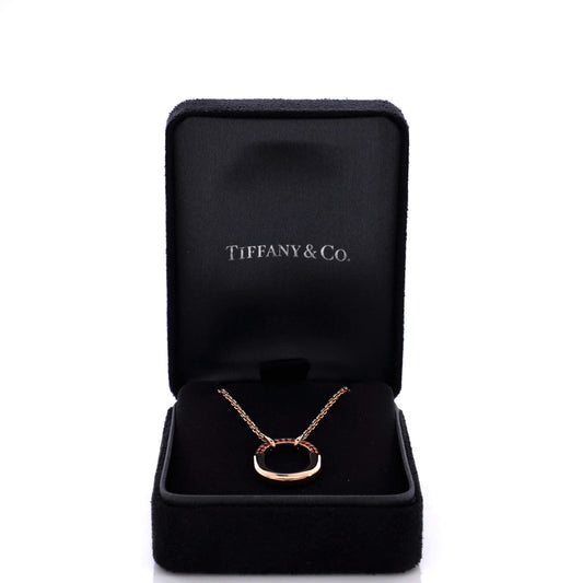 Tiffany & Co. Lock Motif Pendant Necklace 18K ローズゴールド with Pink Sapphires Small