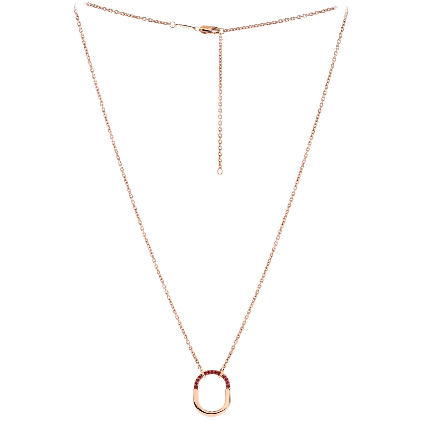 Tiffany & Co. Lock Motif Pendant Necklace 18K ローズゴールド with Pink Sapphires Small