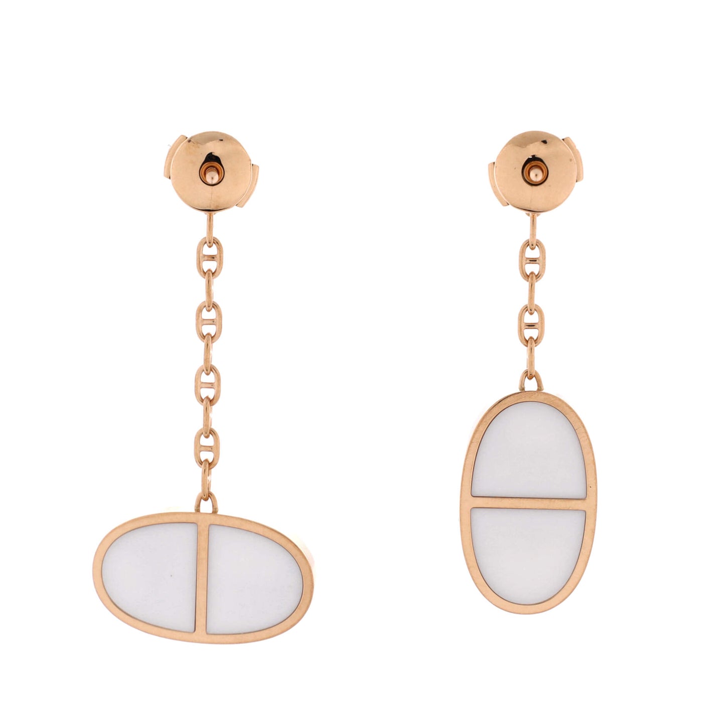 エルメス シェーヌダンクル ヴェルソ イヤリング 18K ローズゴールド セラミック