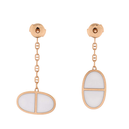 エルメス シェーヌダンクル ヴェルソ イヤリング 18K ローズゴールド セラミック