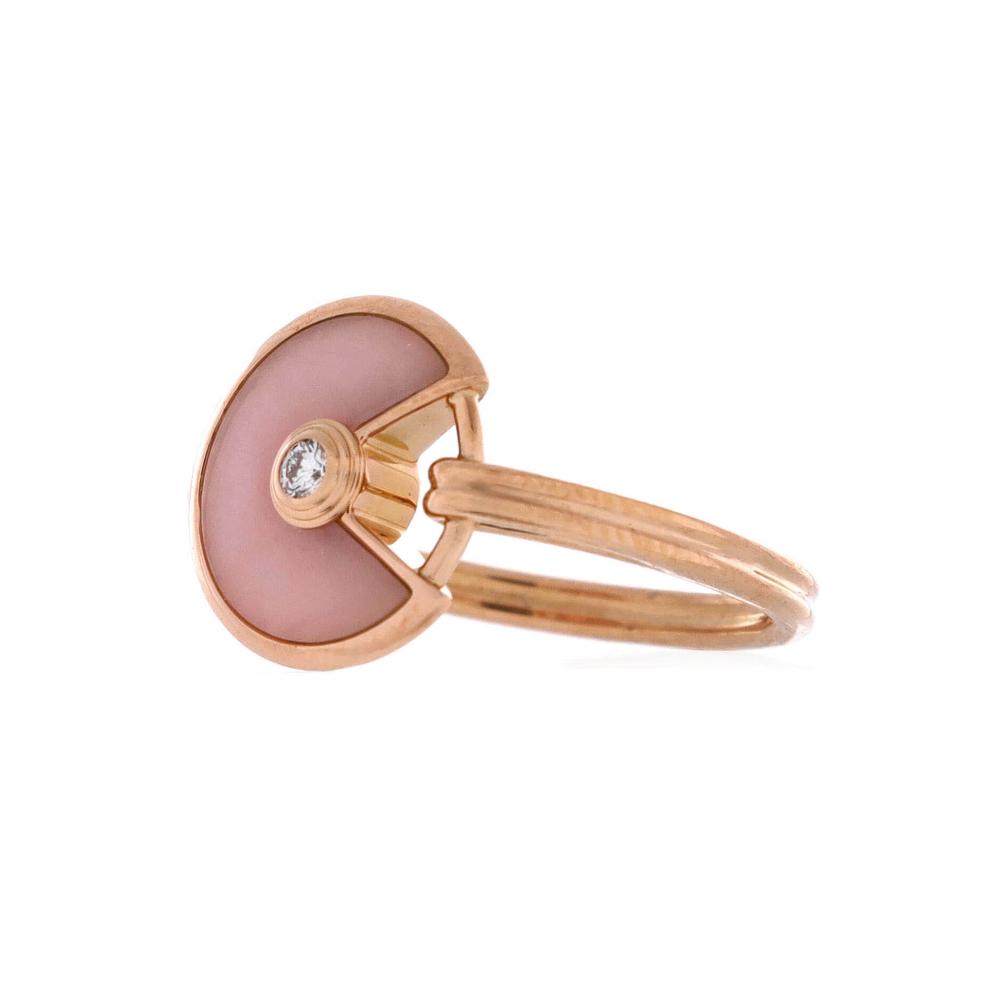 カルティエ アミュレット ドゥ カルティエ リング 18K ローズゴールド ダイヤモンドとピンク オパール付き