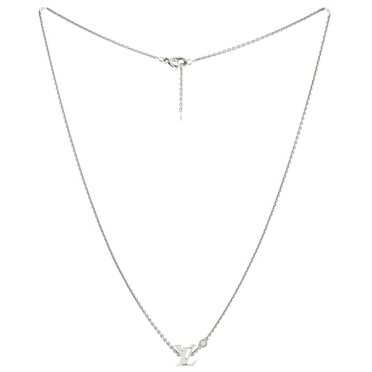 ルイ・ヴィトン イディール ブロッサム LV ペンダントネックレス 18Kホワイトゴールド ダイヤモンド付き