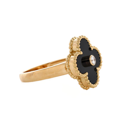 ヴァン クリーフ＆アーペル ヴィンテージ アルハンブラ リング 18Kイエローゴールド、オニキス、ダイヤモンド