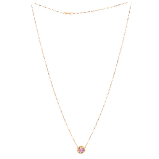 カルティエ トリニティ ダイヤモンド ペンダントネックレス 18K トリコロールゴールド＆ピンクサファイア