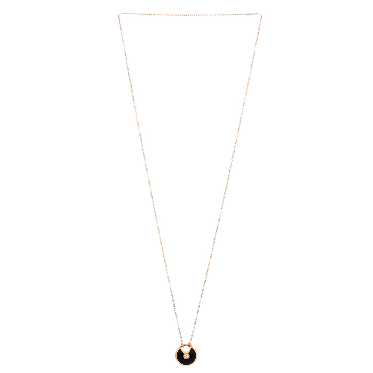 カルティエ アミュレット ドゥ カルティエ ペンダント ネックレス 18K ローズゴールド オニキスとダイヤモンド スモール