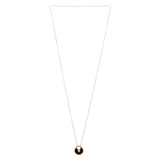 カルティエ アミュレット ドゥ カルティエ ペンダント ネックレス 18K ローズゴールド オニキスとダイヤモンド スモール