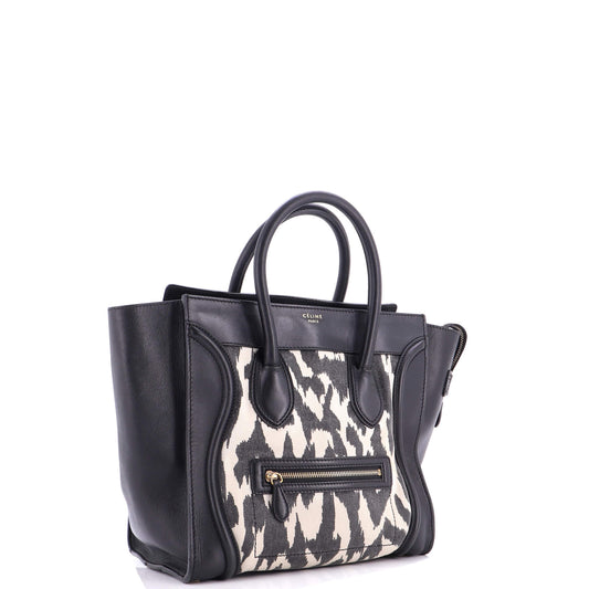 セリーヌ キャンバスとレザーのプリント柄ミニラゲッジバッグ