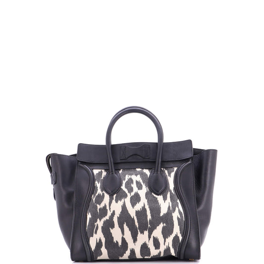 セリーヌ キャンバスとレザーのプリント柄ミニラゲッジバッグ