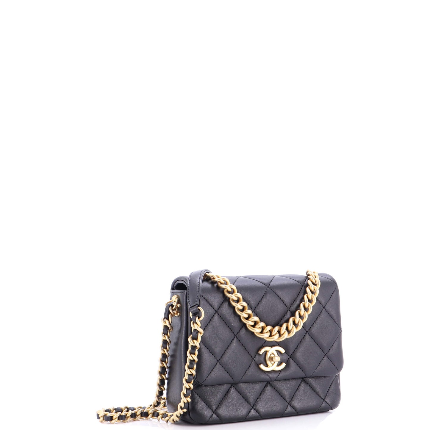 シャネル サイドノート フラップバッグ キルティング ラムスキン スモール