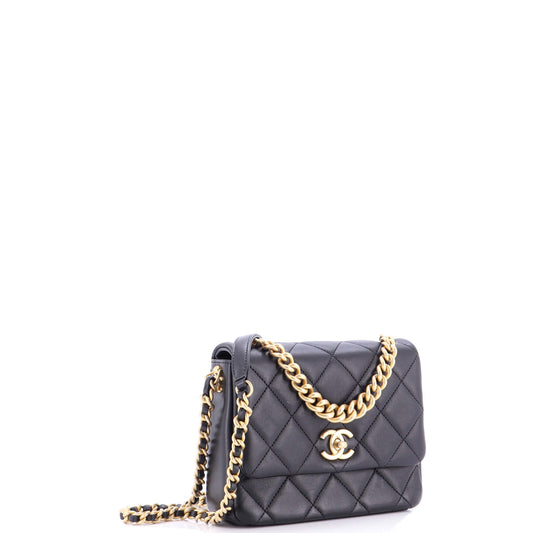 シャネル サイドノート フラップバッグ キルティング ラムスキン スモール