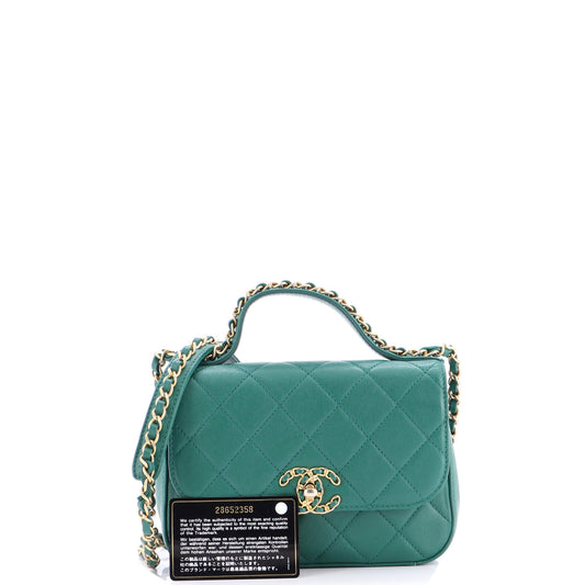 シャネル チェーン インフィニティ トップハンドルバッグ キルティング ラムスキン ミニ